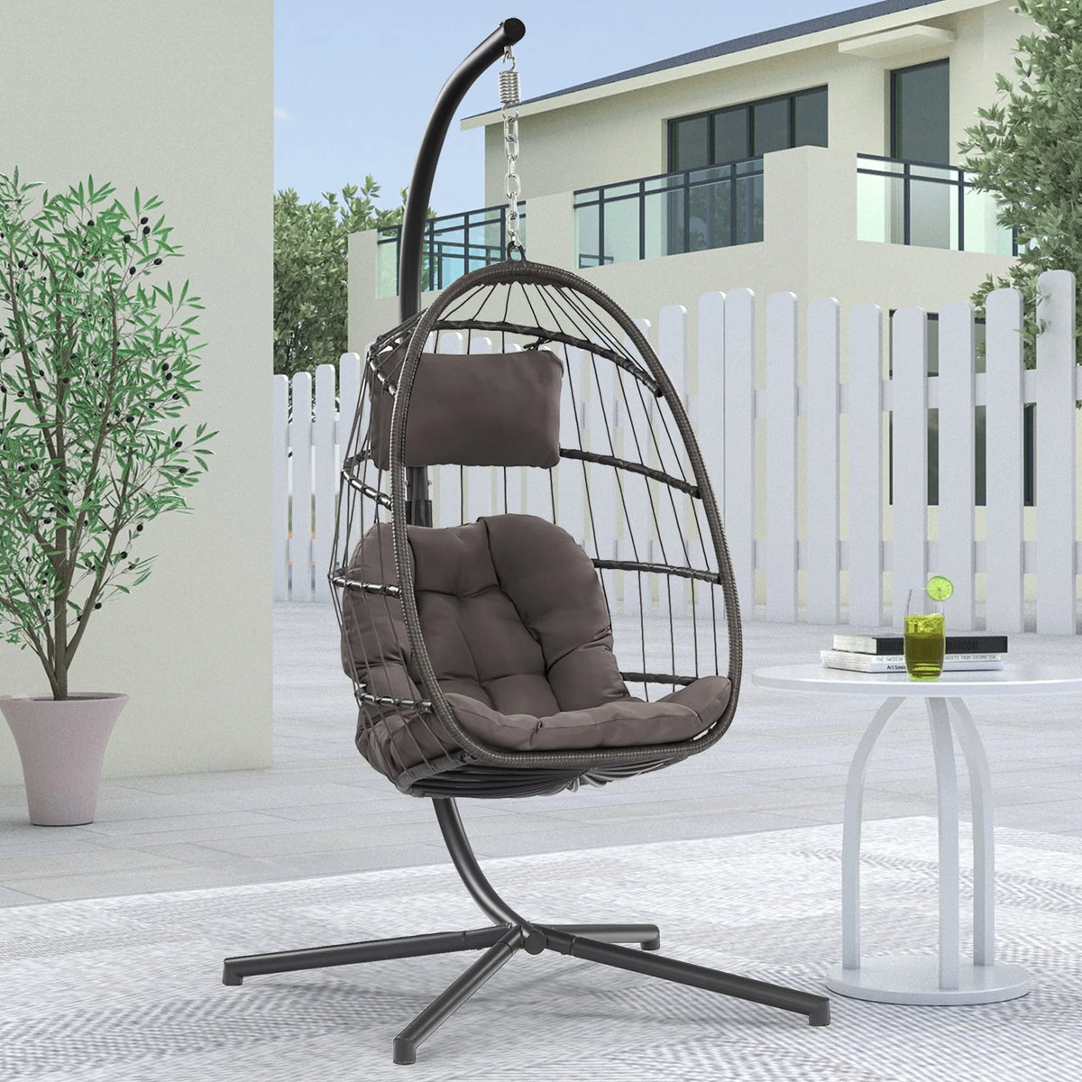 Hanging Egg Chair with Stand and Cushion K23529