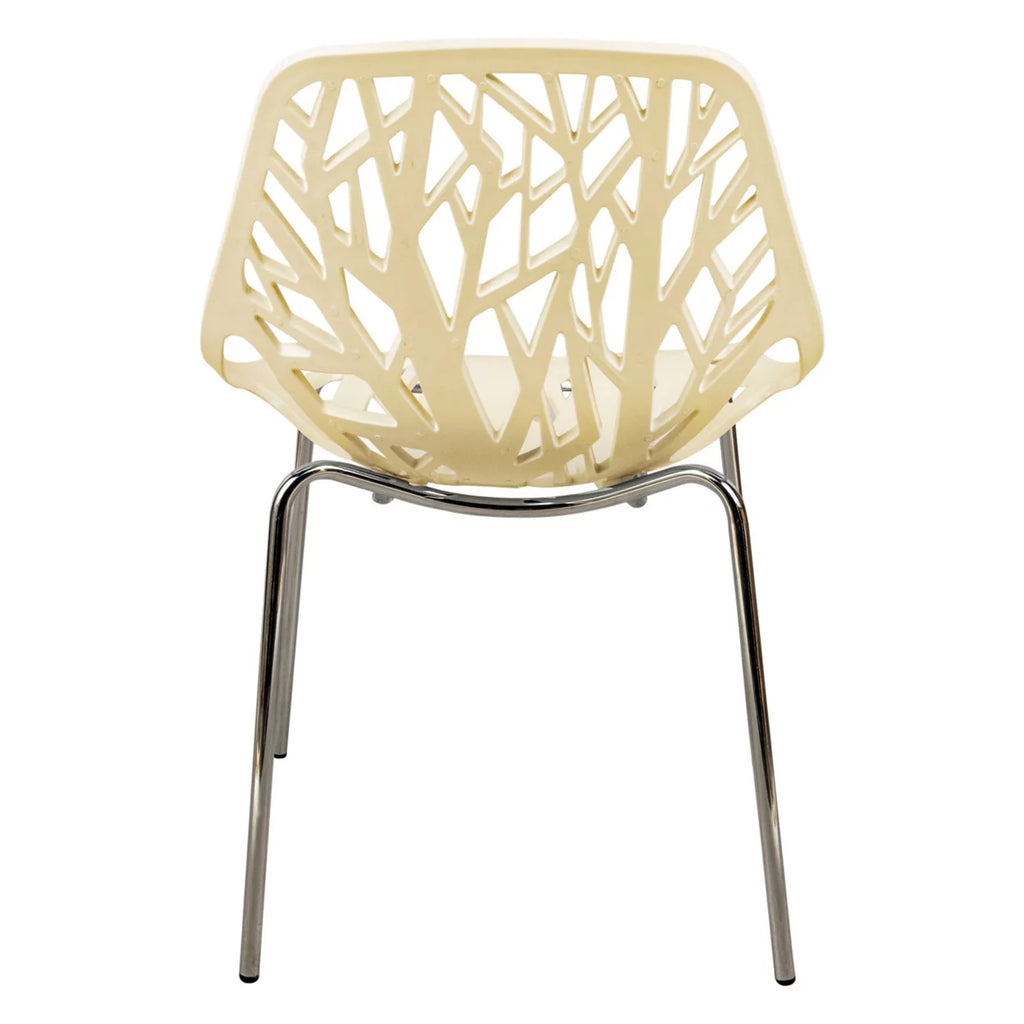 Cream Dining Chair with Chromed Legs Set of 4 V129