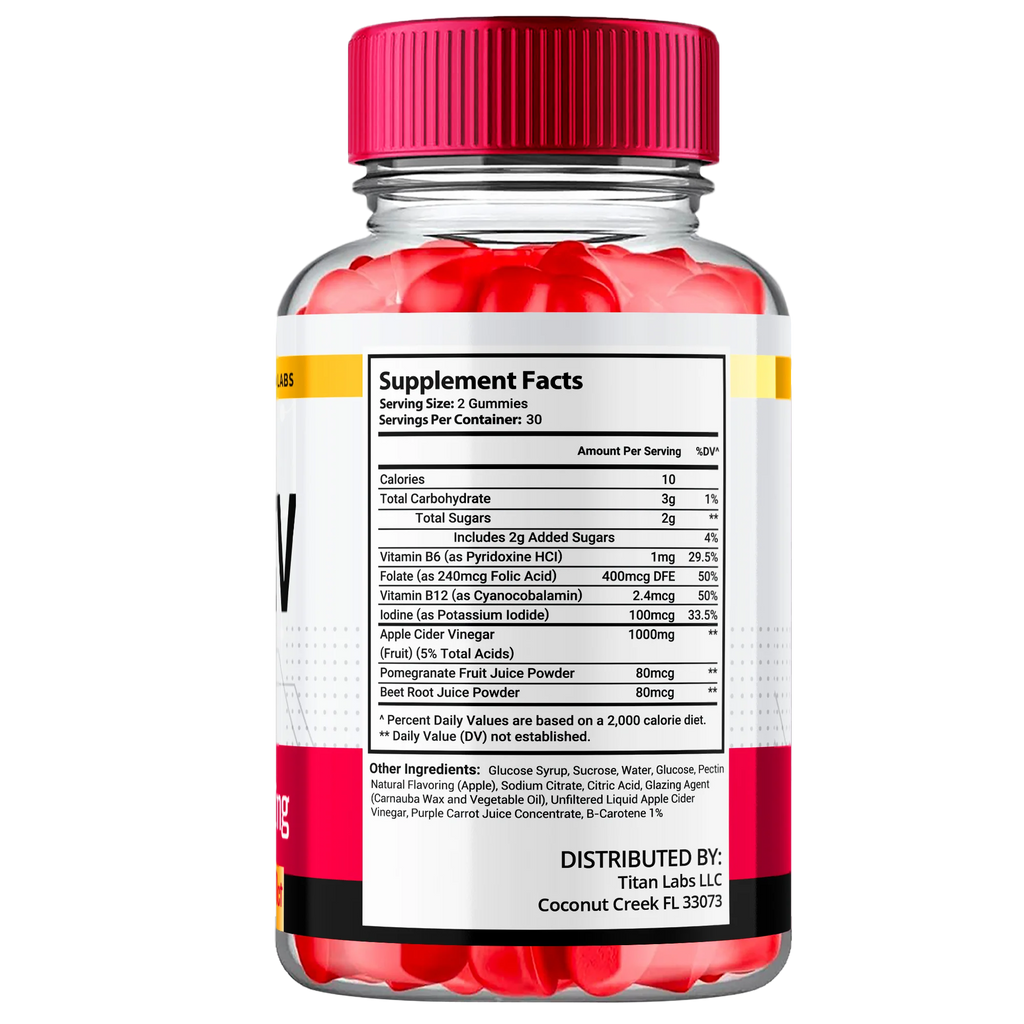 Apple Cider Vinegar Supplement Gummies with Folic Acid 60 Gummies P7859