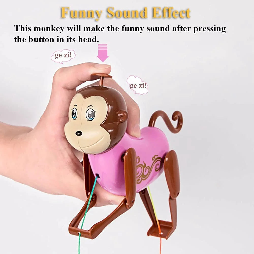Pink Pull String Climbing Monkey Toy T323