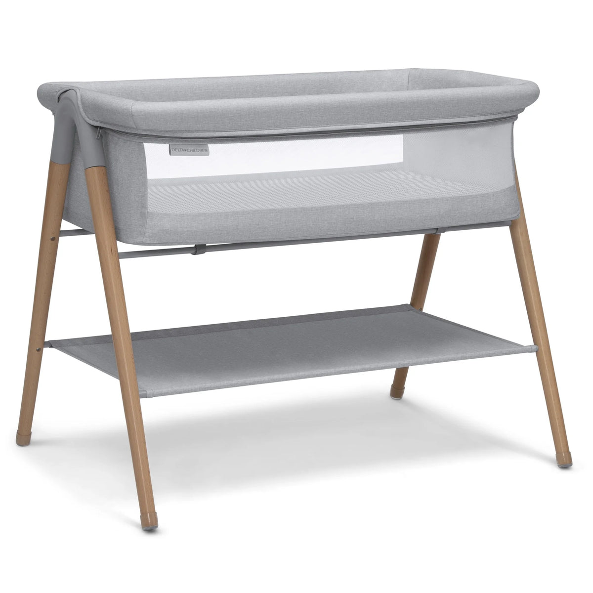 Grey Stripe Bassinet with Breathable Mesh C452983