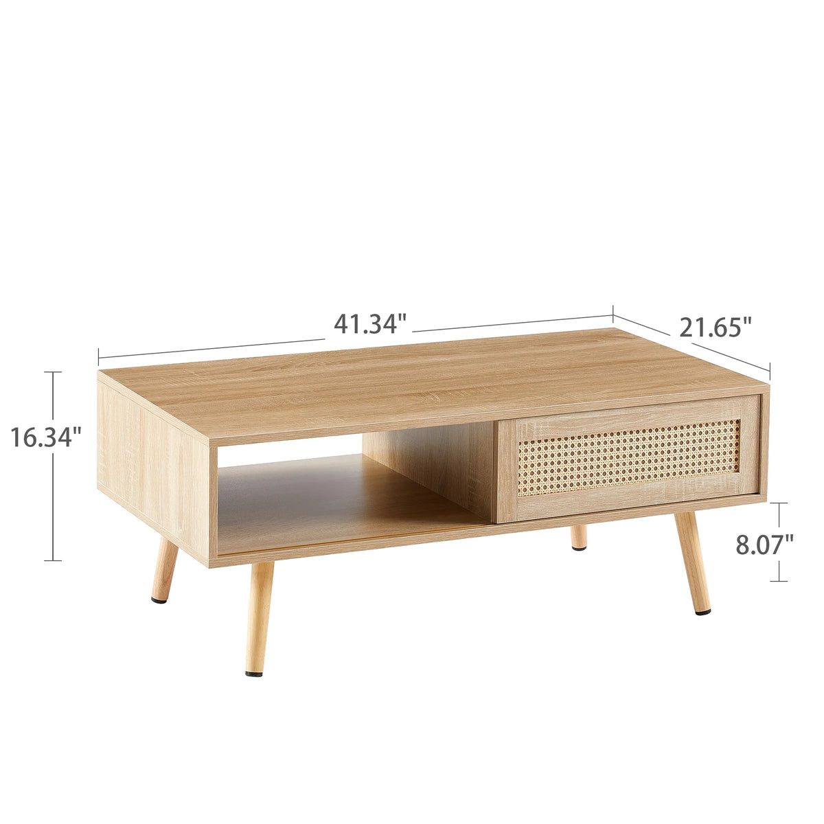 41.34" Rattan Coffee Table with Sliding Door Storage E471233