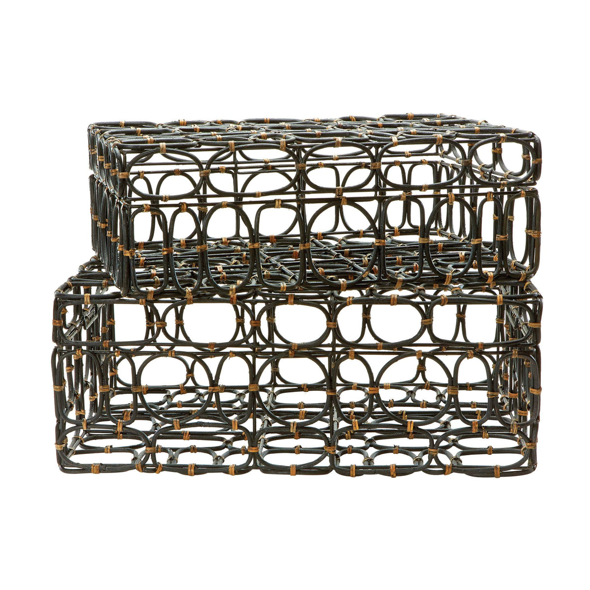 Black and Tan Oval Ring Box Set of 2 N99821