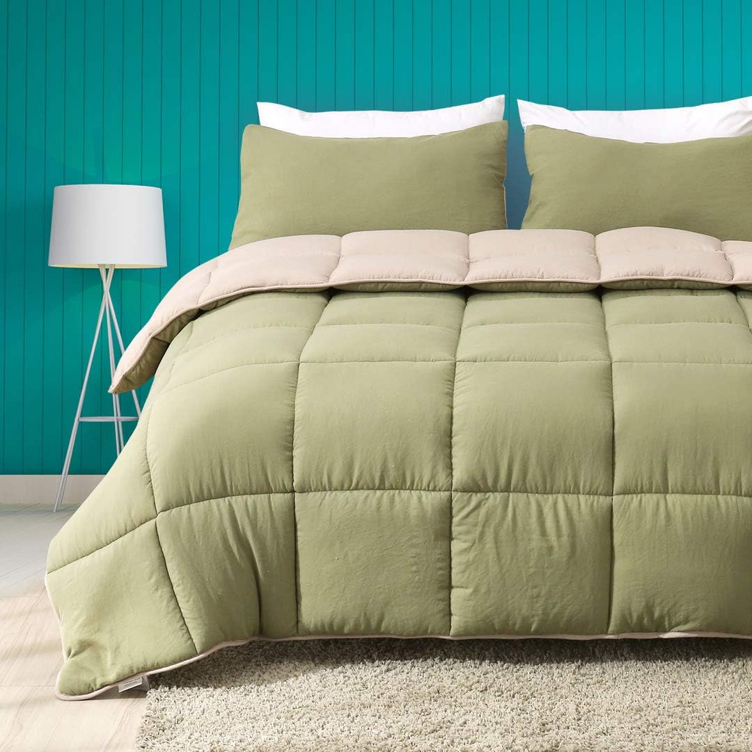 Full/Queen Size Navy Blue/Light Grey Reversible Down Alternative Comforter F987939