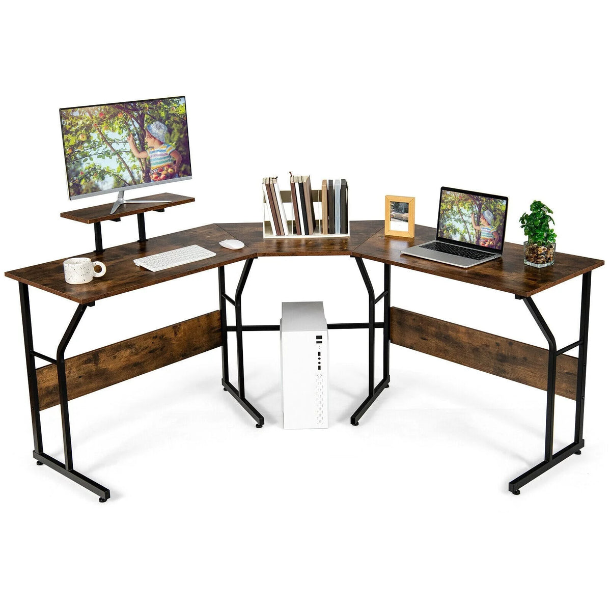 88.5" L Shaped Reversible Computer Desk D93135