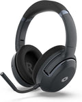 Wireless Noise Isolation Over Ear Bluetooth Headset with Detachable Mic, 35H Playtime, USB-C Fast Charging, Black Blue C649