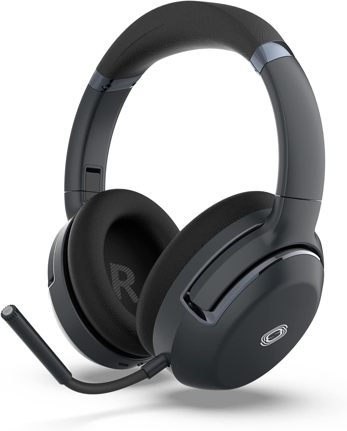 Wireless Noise Isolation Over Ear Bluetooth Headset with Detachable Mic, 35H Playtime, USB-C Fast Charging, Black Blue C649