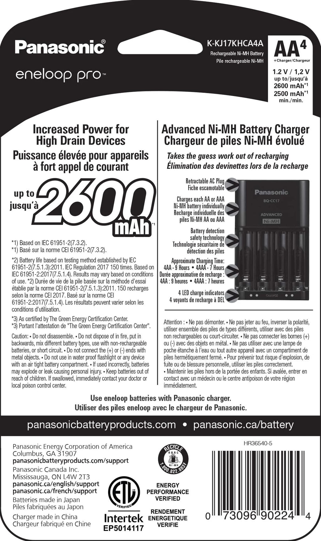 Battery Charger with 4-Pack AA Rechargeable Batteries W2771