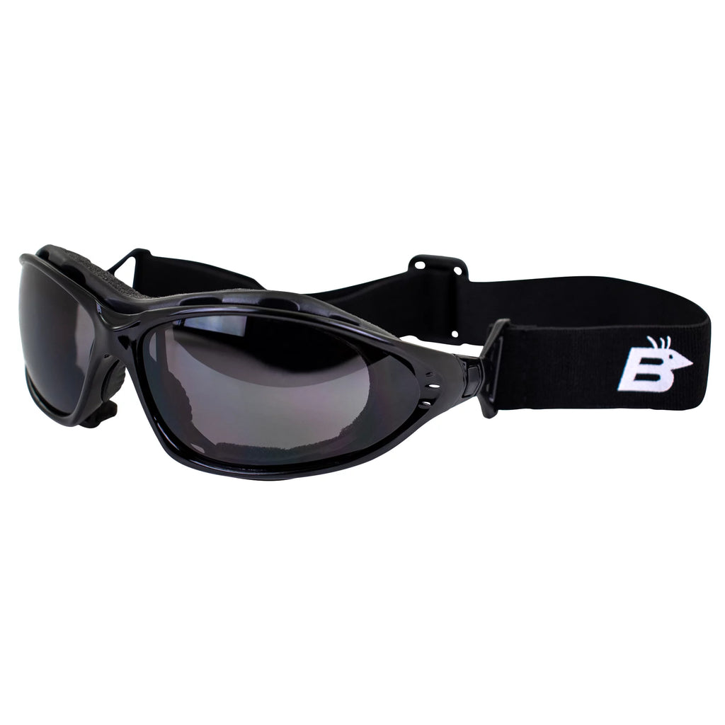 2 Pairs Padded Motorcycle Glasses Convertible to Goggles Shatterproof UV400 Black T15032