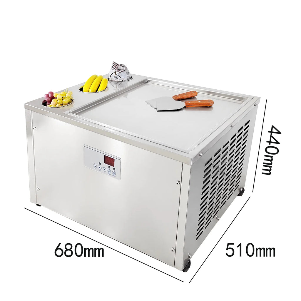 18"x18" Single Pan Roll Ice Cream Machine with 3 Buckets F92165