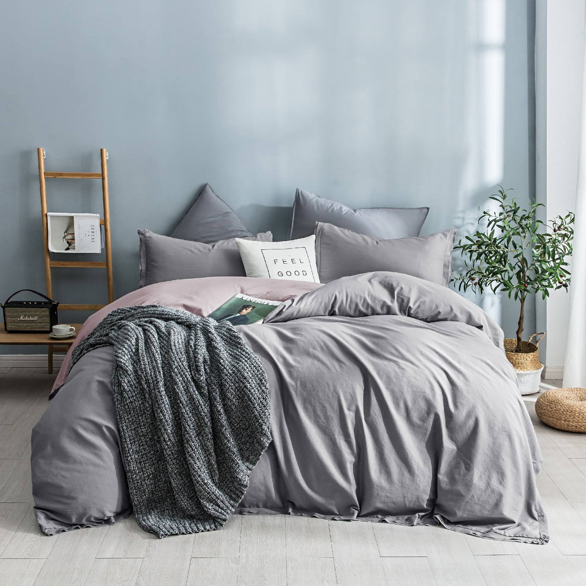 King Garment Washed Cotton Duvet Cover Set W68876