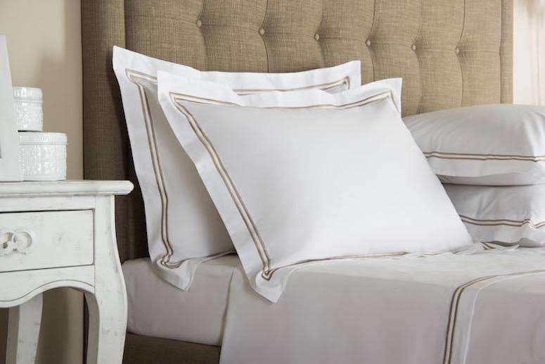 California King White Khaki Sheet Set A800
