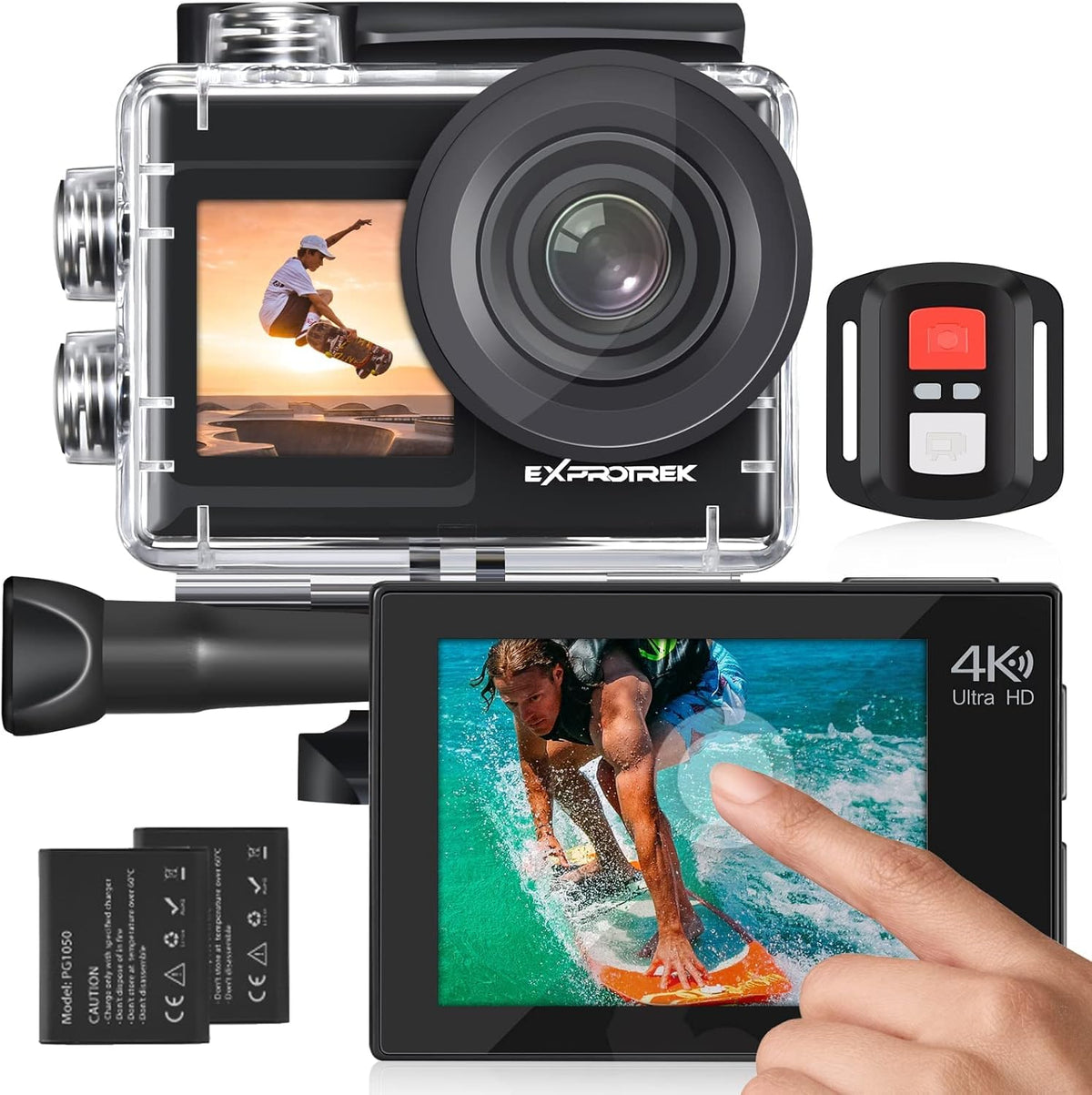 4K Waterproof Action Camera with Touch Screen and Remote Control E953788