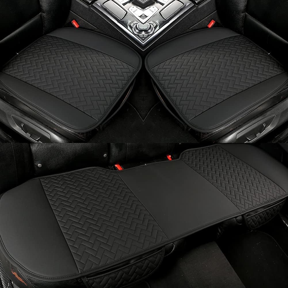 Beige Pu Leather Car Seat Bottom Covers, Pack of 2 K986
