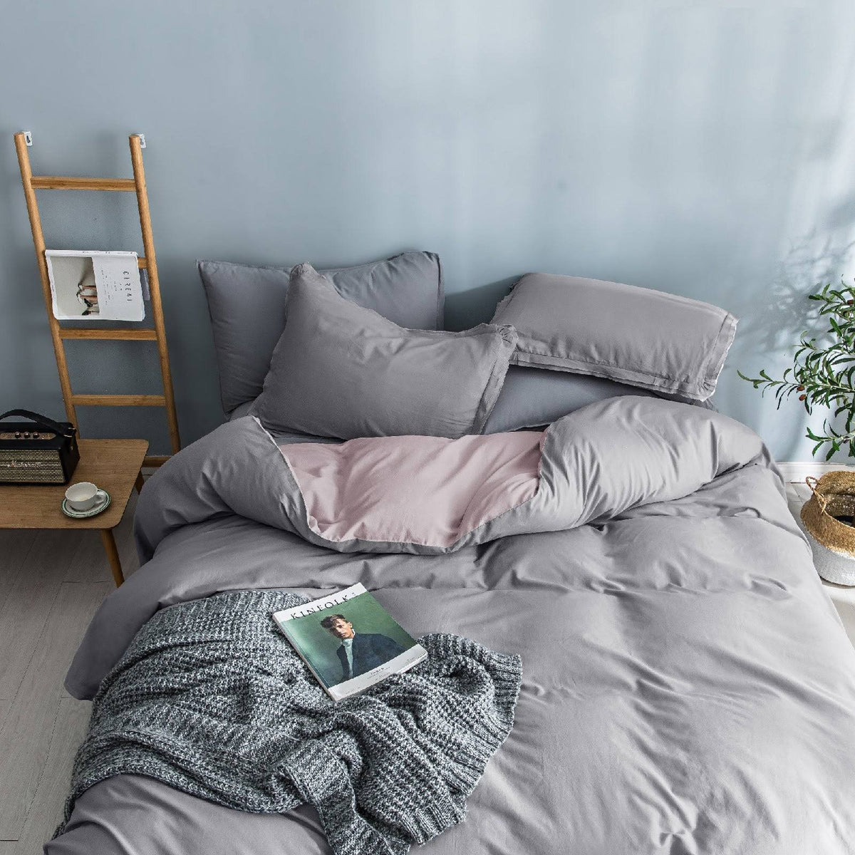King Garment Washed Cotton Duvet Cover Set W68876