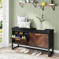 Shoe Storage Bench with Cushion & 2 Flip Drawers S526653