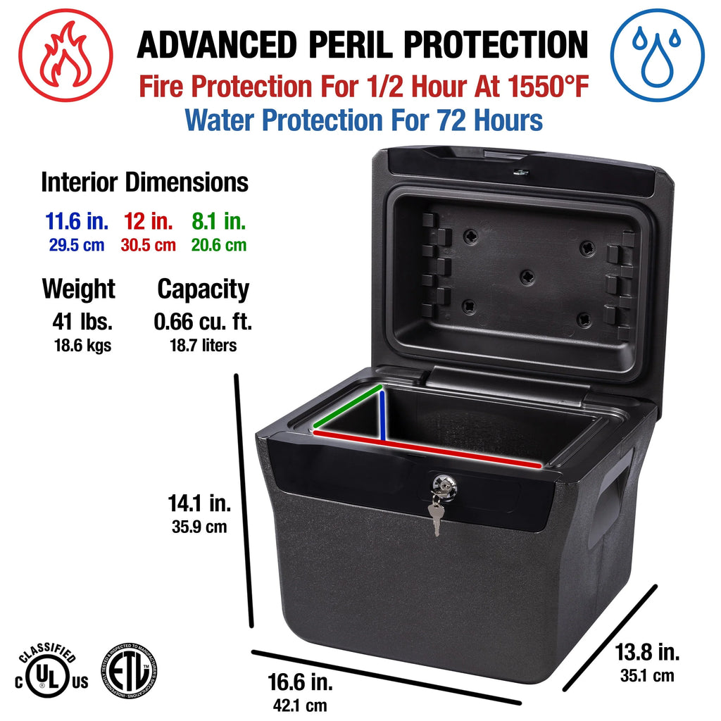 Fire-Resistant Water-Resistant File Safe Box with Key Lock 0.66 Cu. ft. W984938