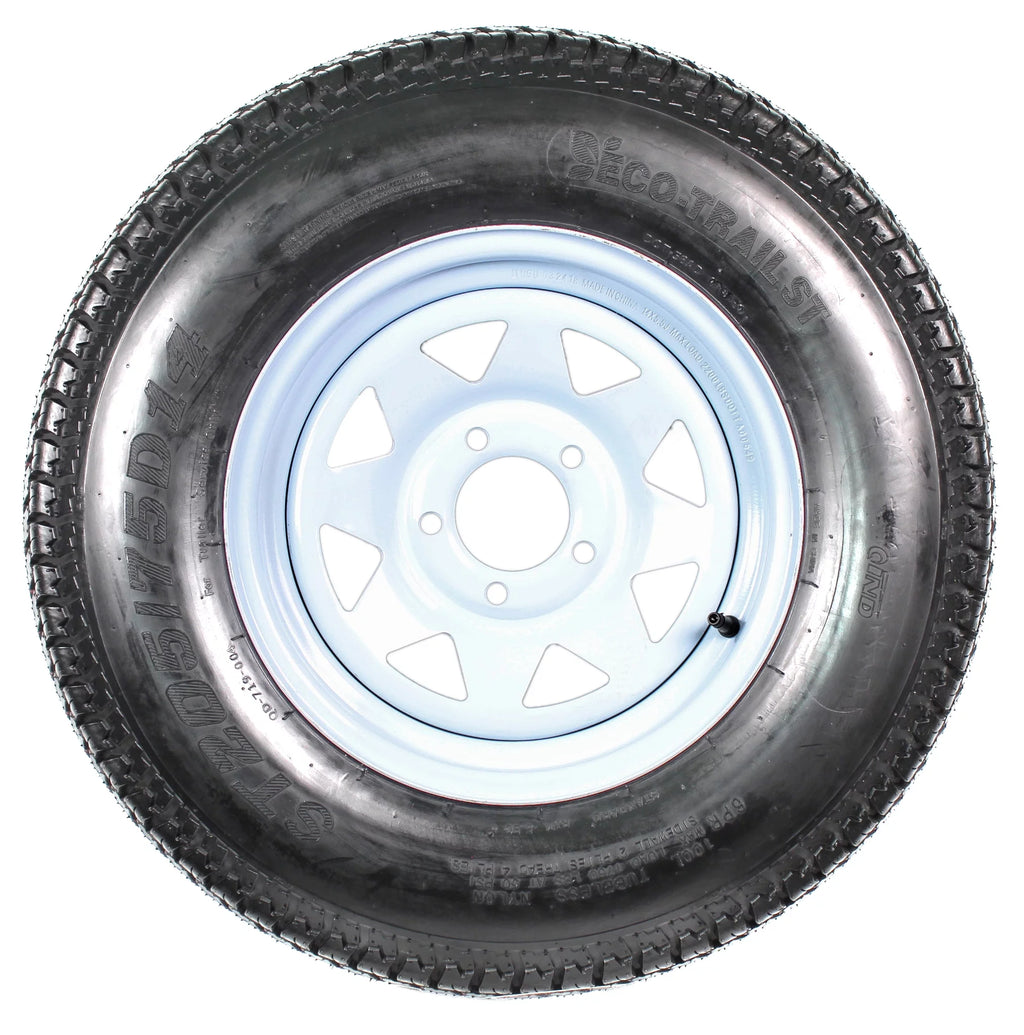 14 in. Trailer Tire Rim 5 Lug White Spoke O668