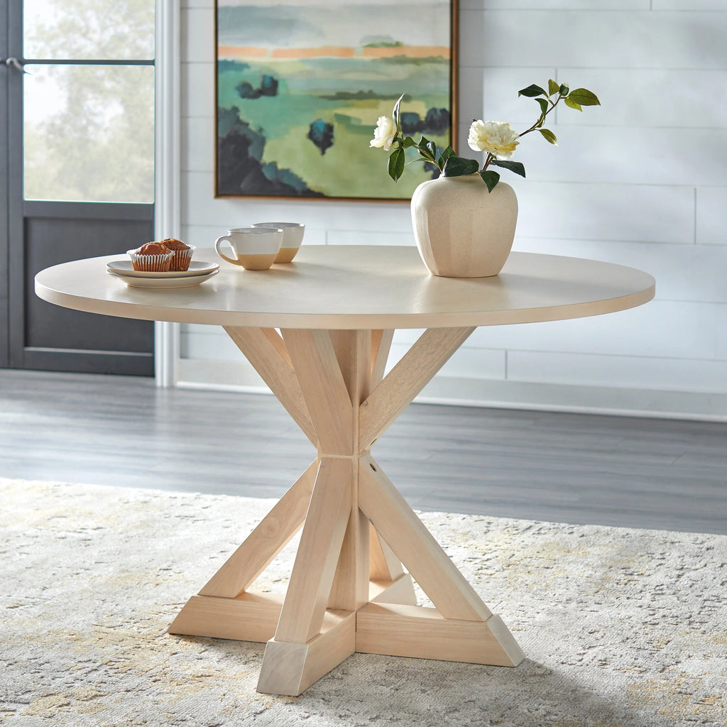 Dining Table Whitewash Grey Finish X64047