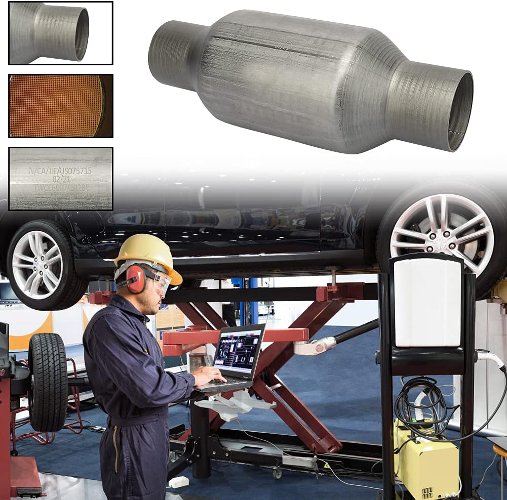 2.25" Inlet/Outlet Universal Catalytic Converter, High Flow Exhaust Pipe, Pack of 2 X36163