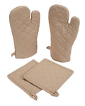 Beige 100% Cotton Oven Mitts & Pot Holders 4 Pack R69079
