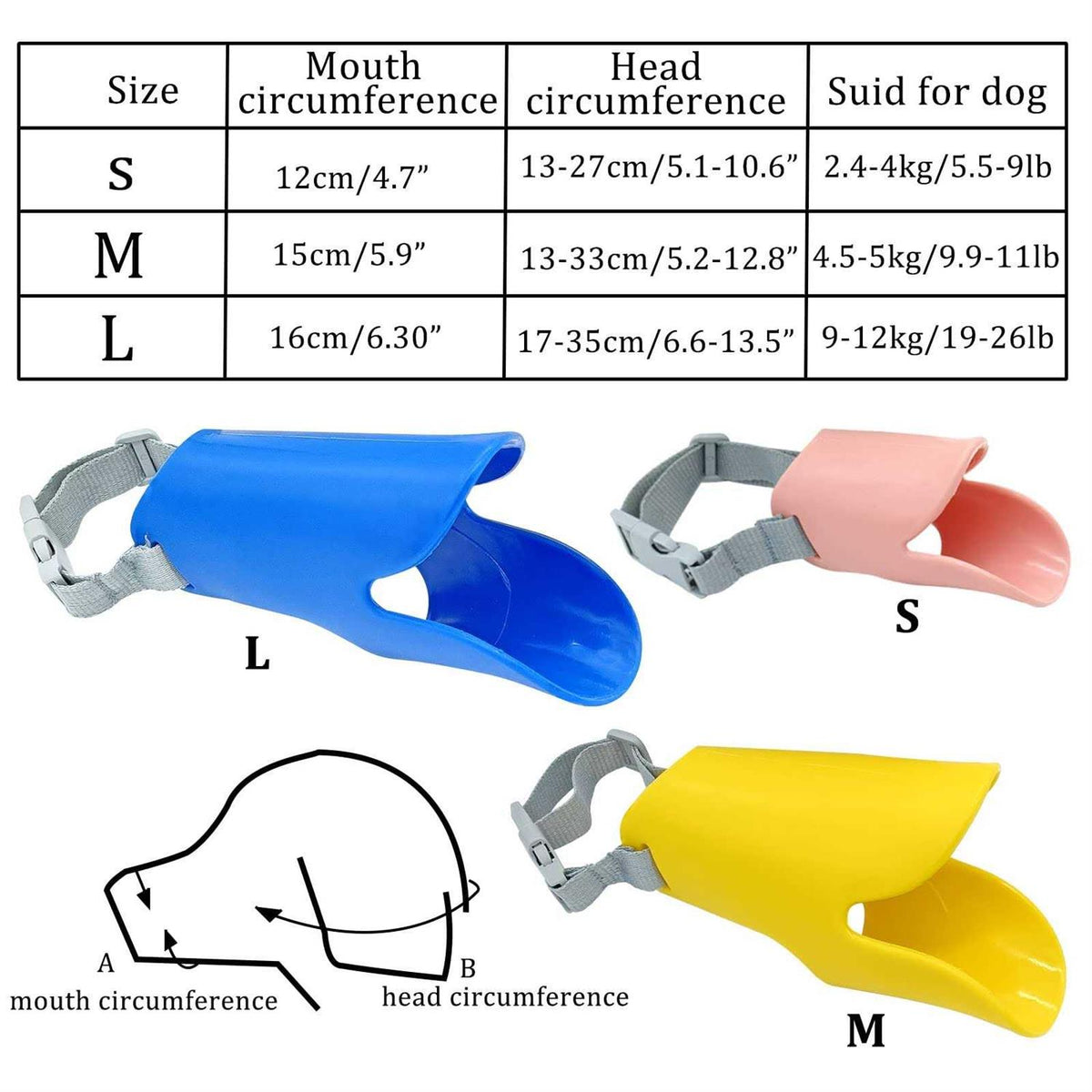 3pcs Silicone Dog Muzzle Anti Barking Chewing Adjustable Q933647