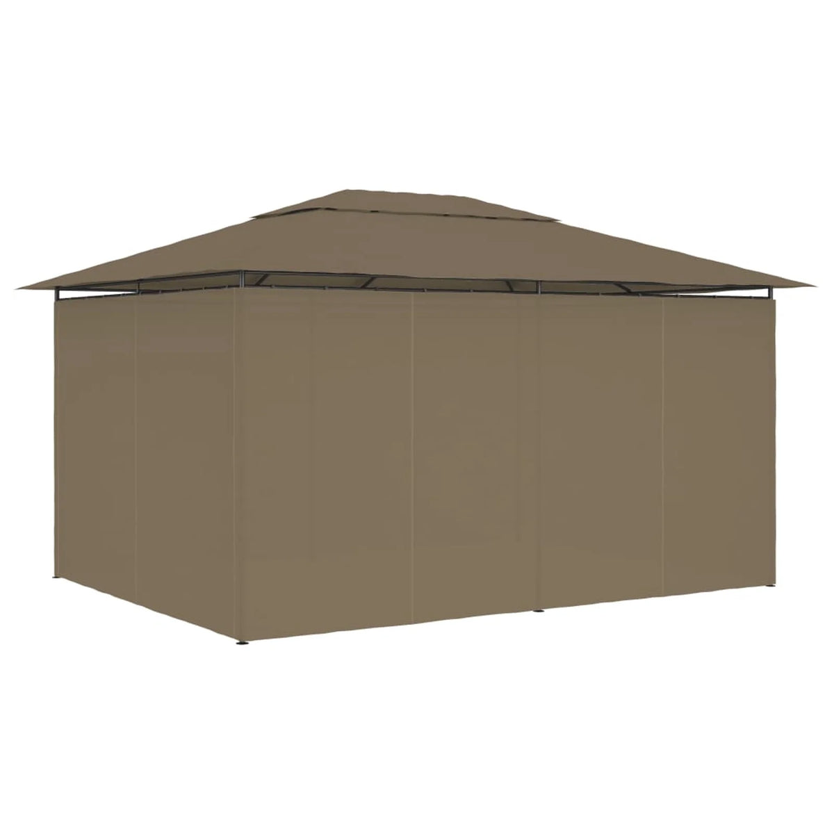 Taupe Outdoor Gazebo Canopy with Curtain Fabric Roof Y541380