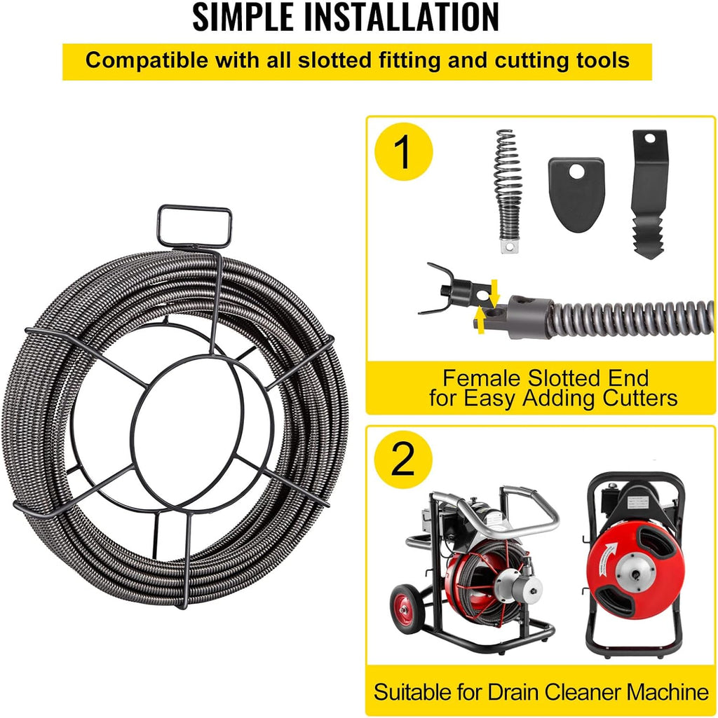 75 Feet x 1/2 Inch Solid Core Drain Cleaning Cable R99519
