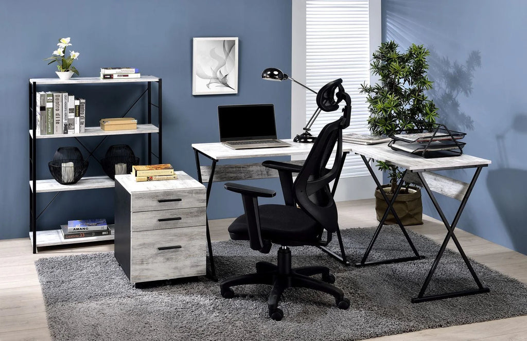 Antique White Black Writing Desk C60186