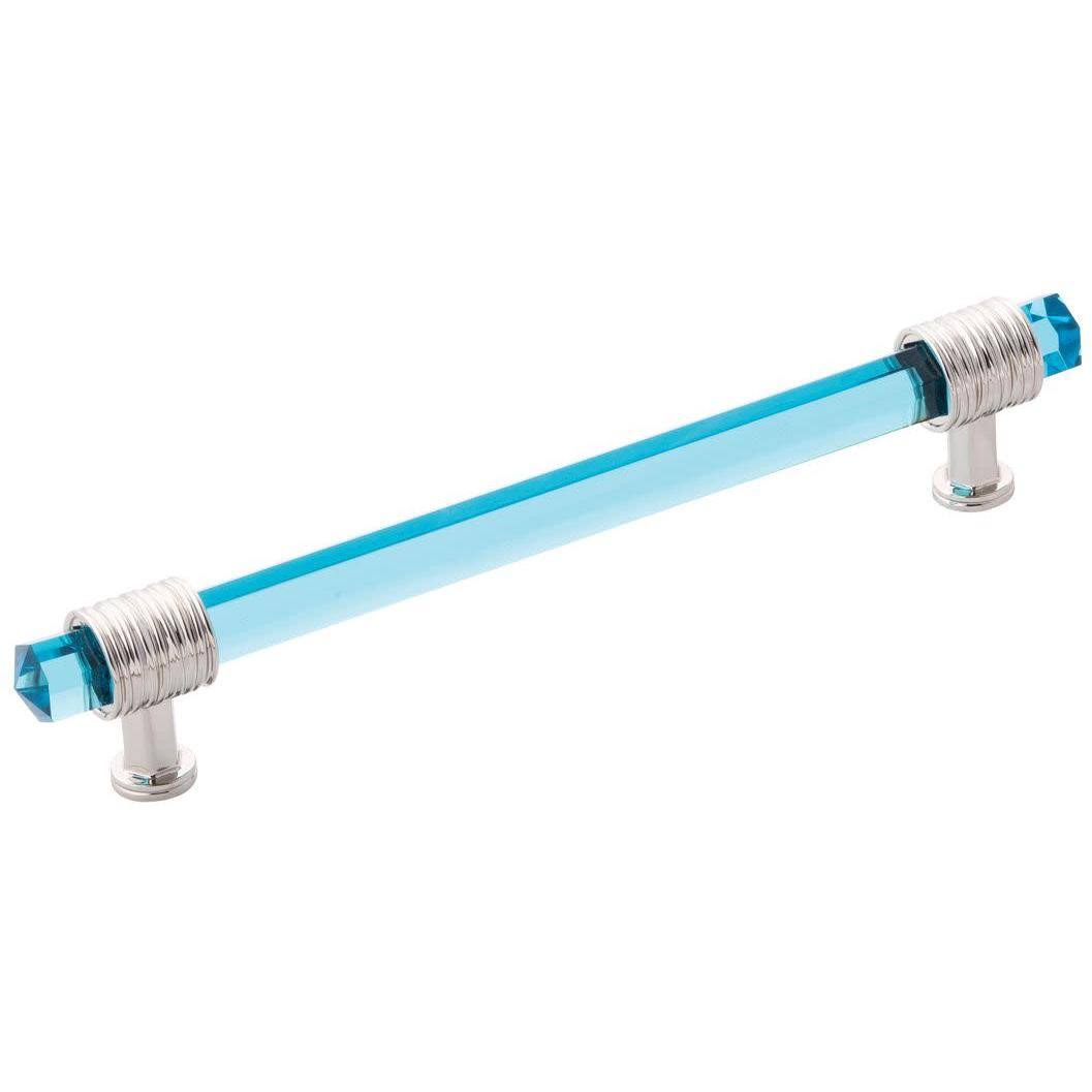 Polished Nickel Cabinet Pull with Cerulean Glass K53460