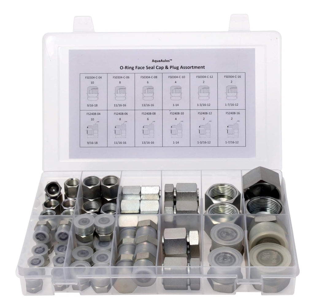 64 Pcs Galvanized Steel ORFS Cap & Plug Assortment Kit P746