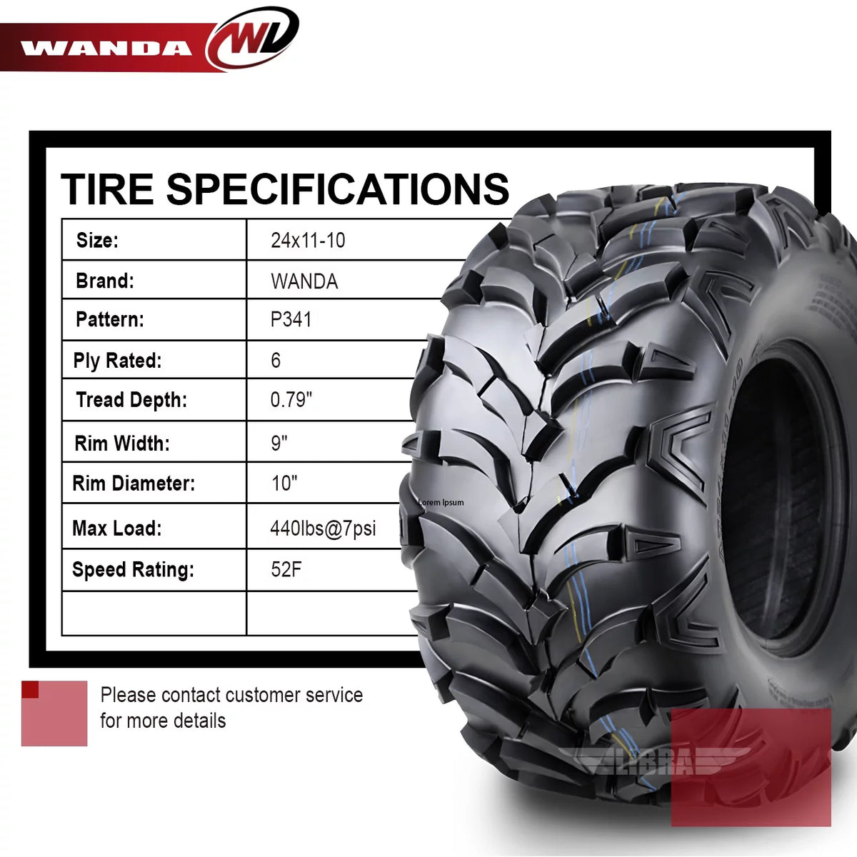 2 New ATV/UTV Tires 24x11-10 6PR J57194
