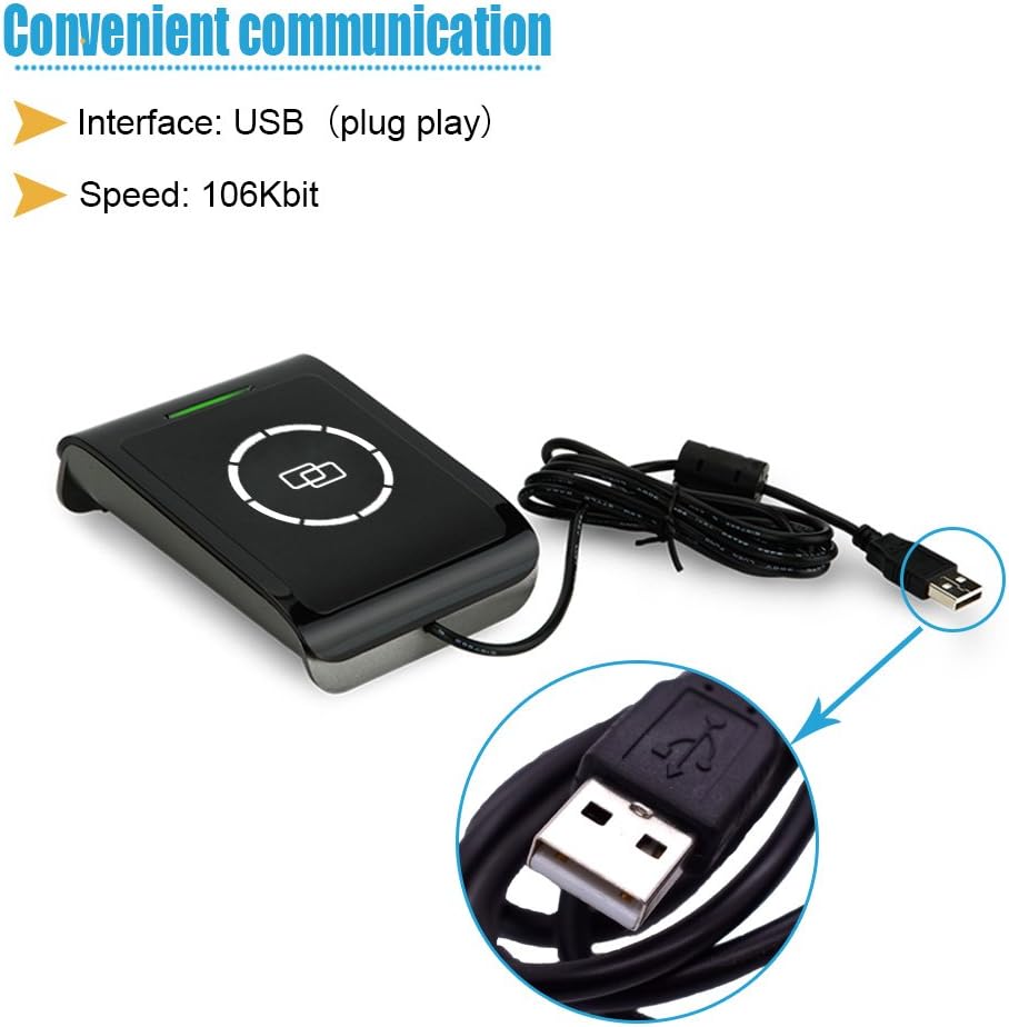 RFID NFC Reader Writer 13.56MHZ USB Contactless Smart Card Reader with 2 Pcs 4442 Cards and 2pcs MF1 Cards M475659