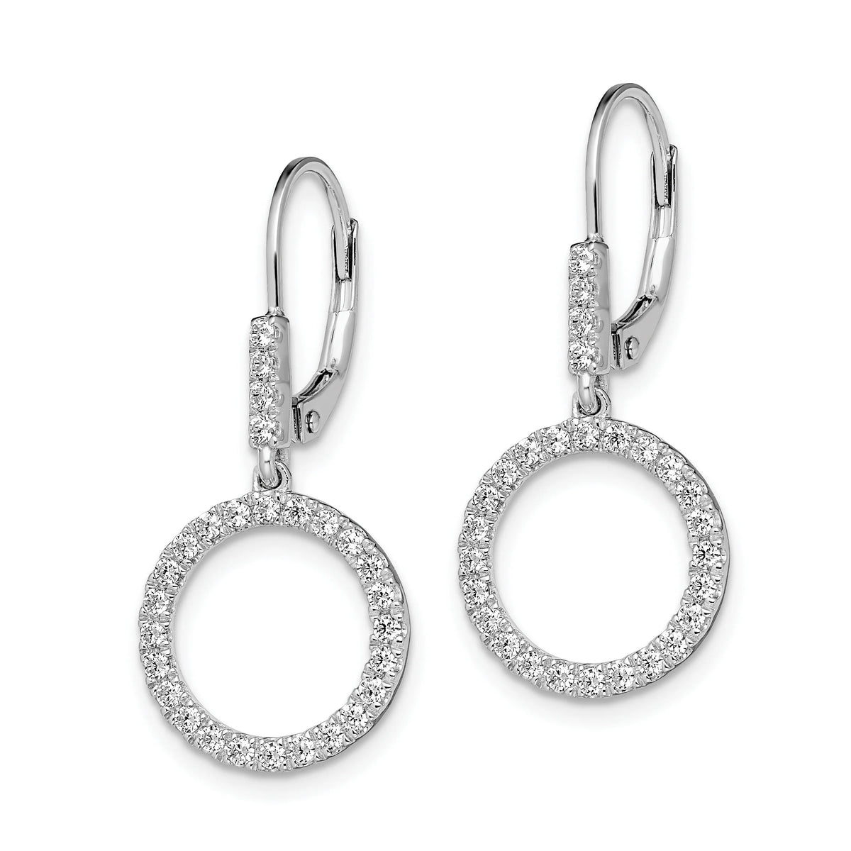 14 Karat White Gold Lab Grown Diamond Circle Dangle Leverback Earrings E2337