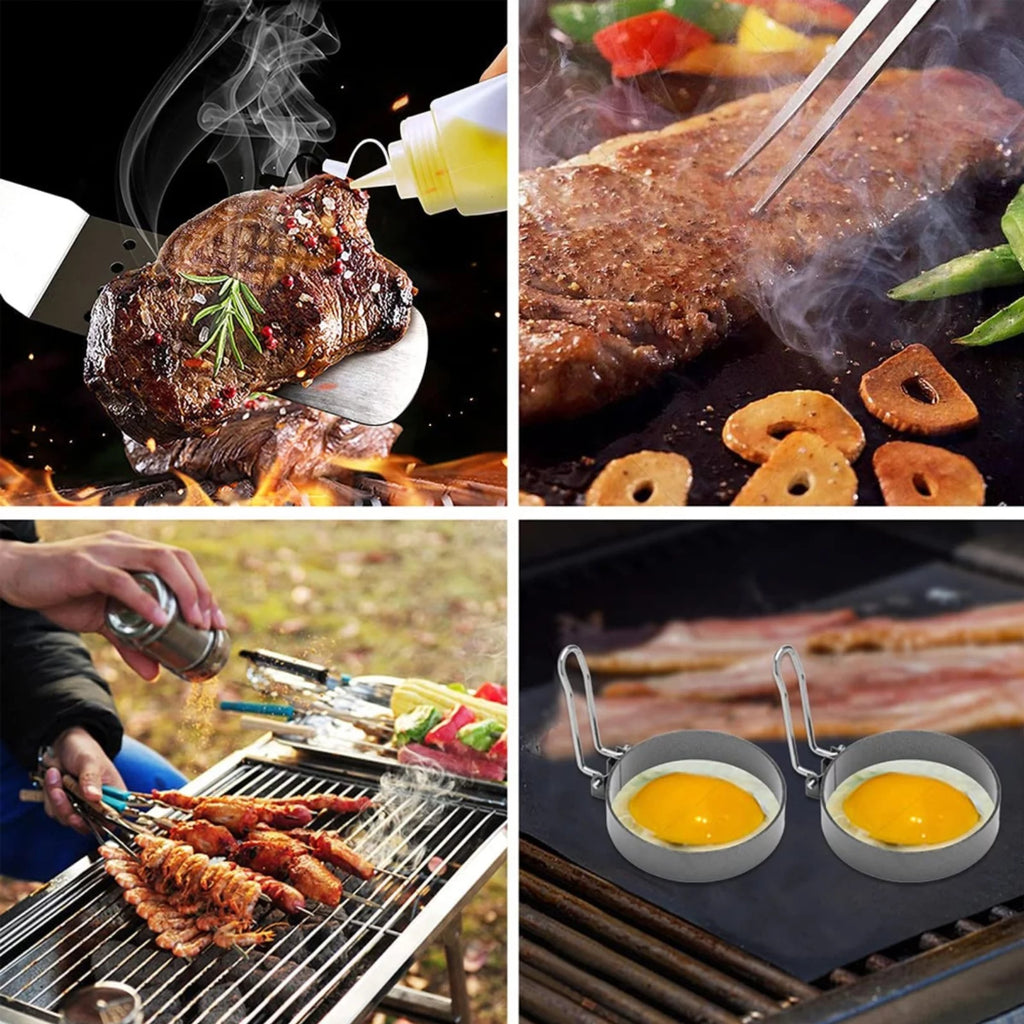 34Pcs Stainless Steel BBQ Grilling Tools Set with Carry Bag Y919998