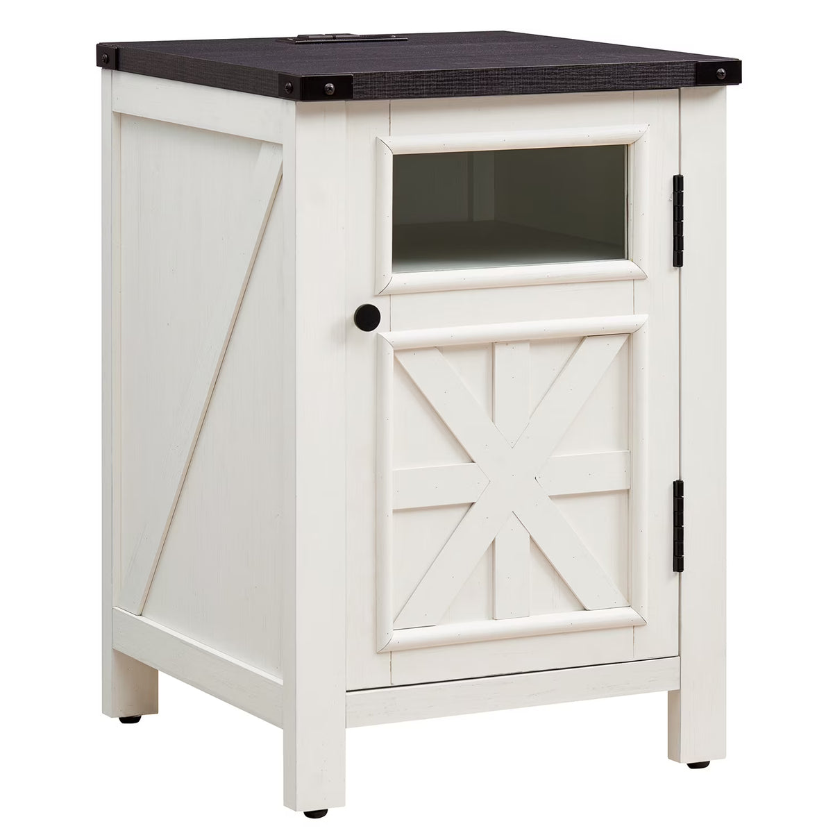 Off White 3-Tier End Table with Charging Station Z143440
