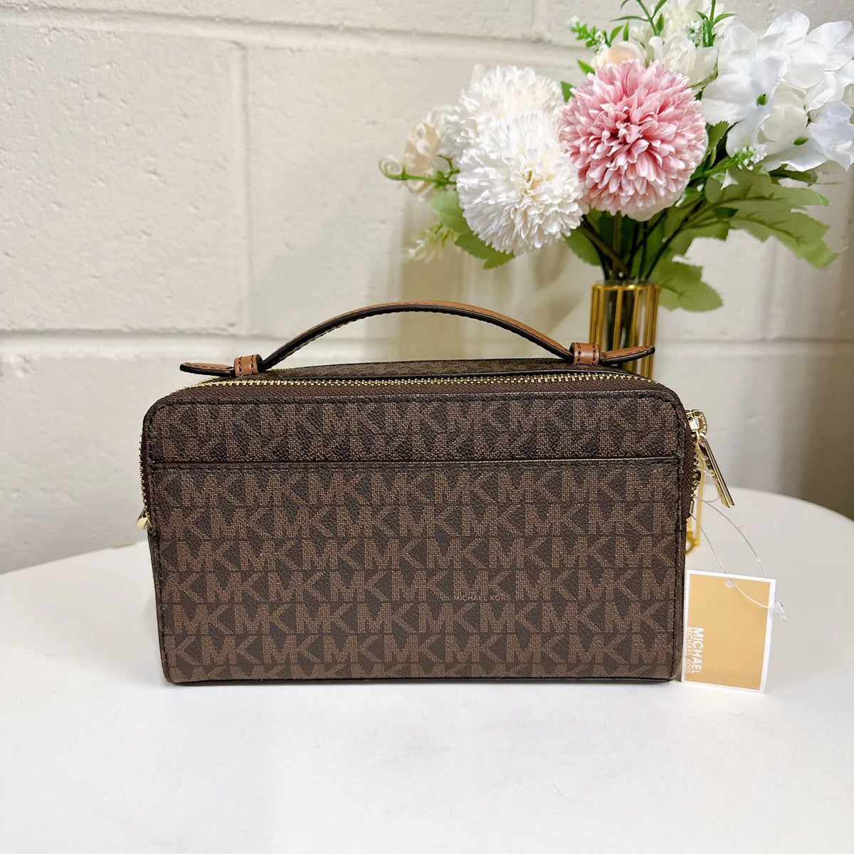 Brown Medium Double Zip Phone Crossbody D525890