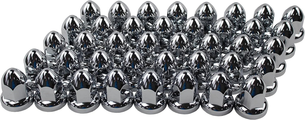 ABS Chrome Plastic 33mm Push-on Bullet Flanged Lug Nut Covers Pack of 40 U2879