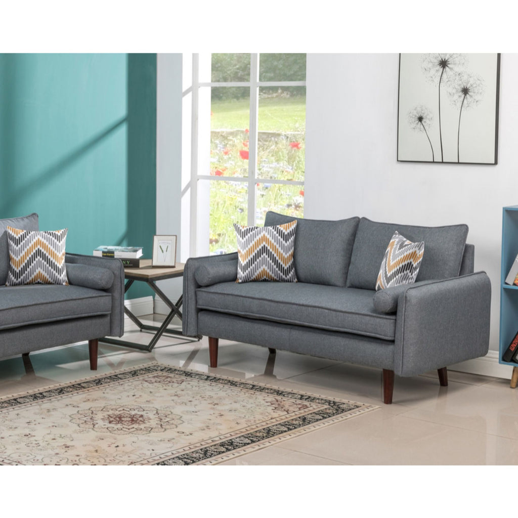 Gray Linen Loveseat Couch with USB Charging Ports E8707