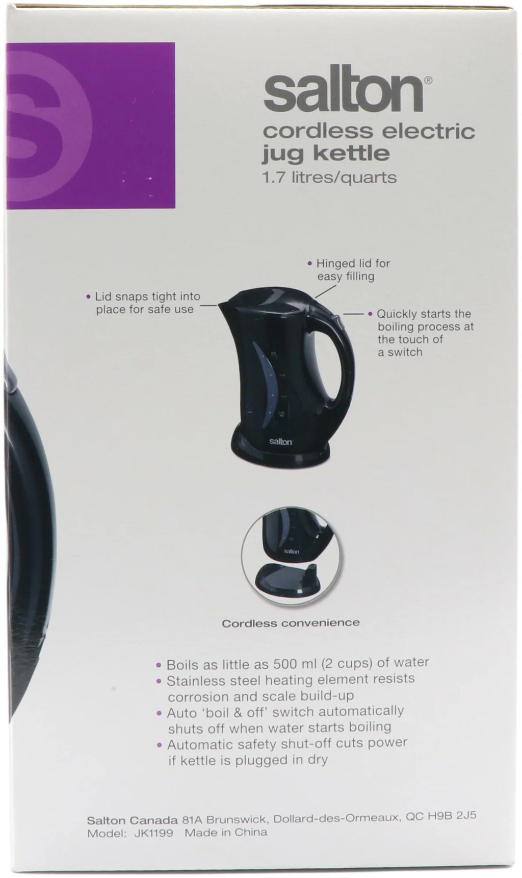 Black Cordless Jug Kettle 1.7 Liter Z15854