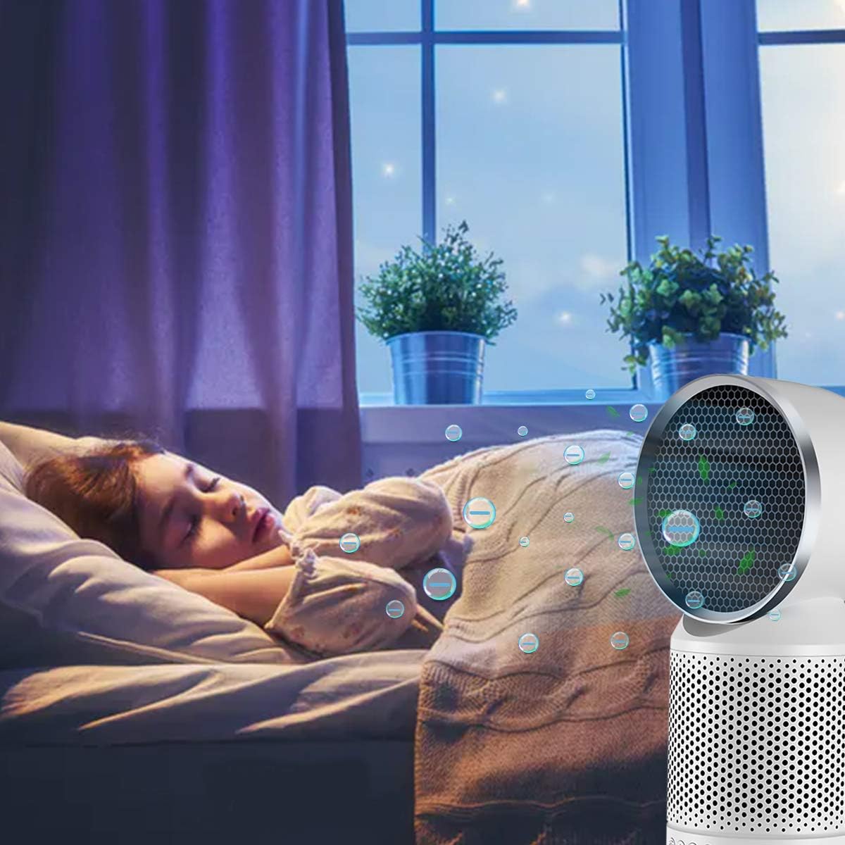 Desktop Air Purifier with True HEPA Activated Carbon Filter, Pack of 2 S464066