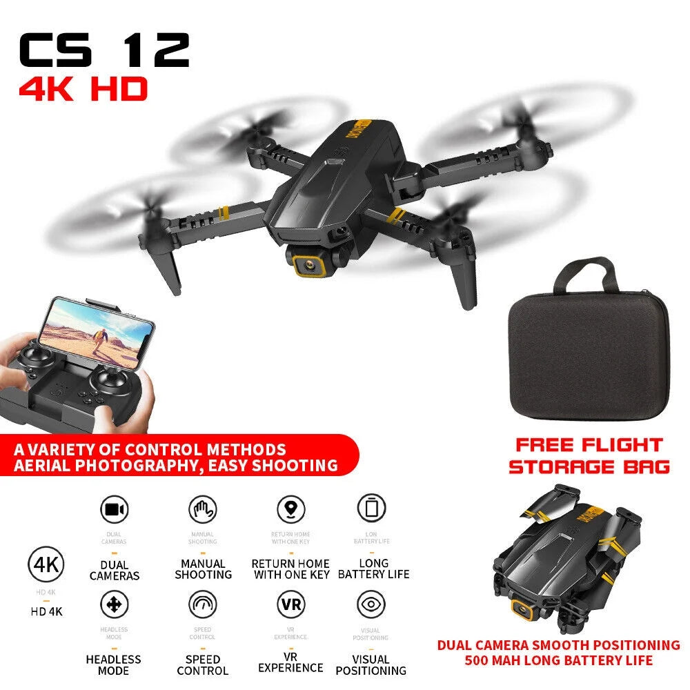 4K HD Dual Camera FPV Foldable Quadcopter with 3 Battery Y996290