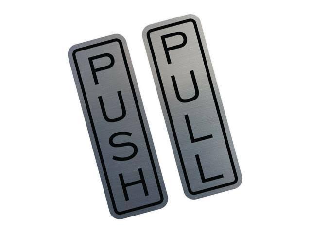 Vertical Push Pull Door Sign (Brushed Silver) - Medium Z93139