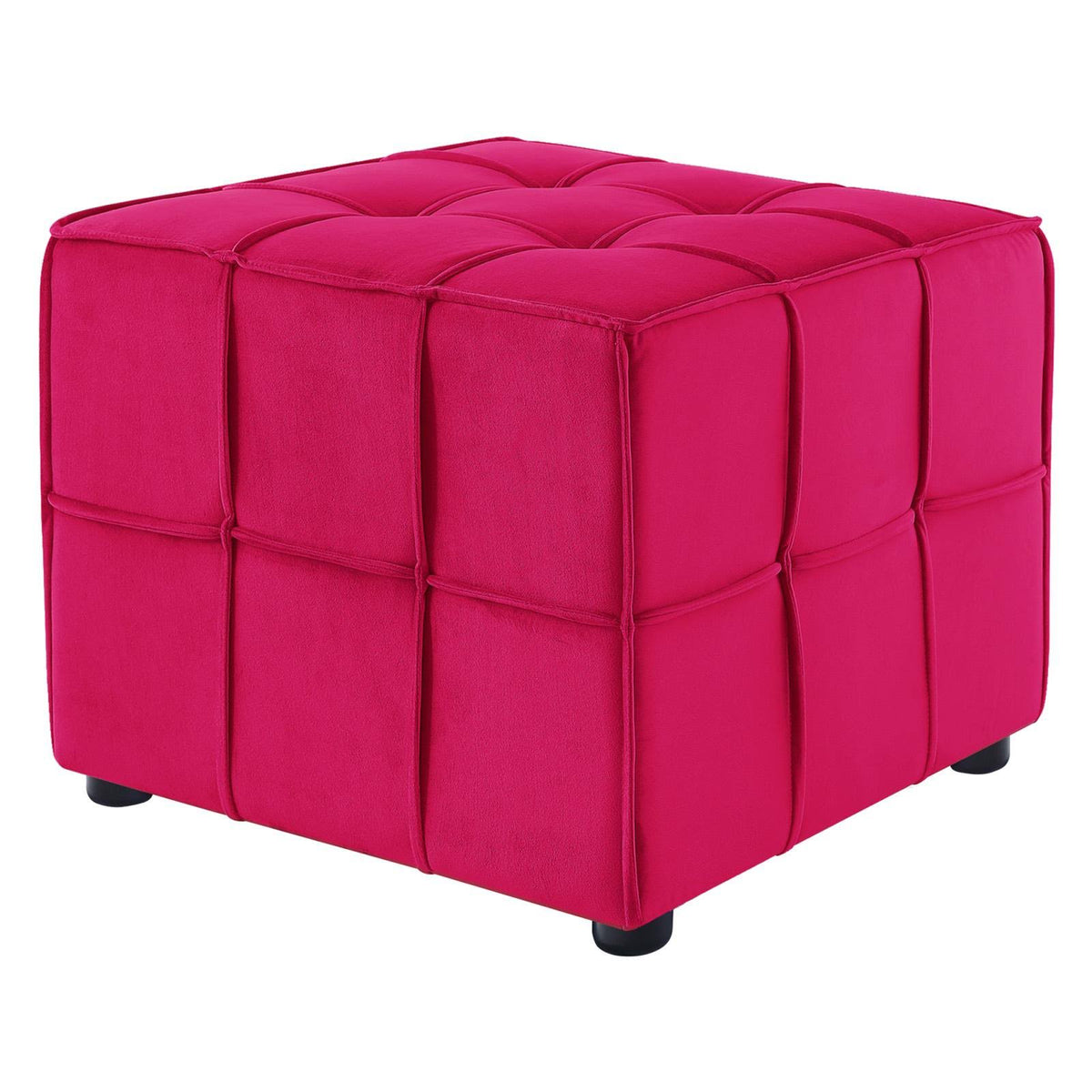 Pink Velvet Cube Ottoman N858423