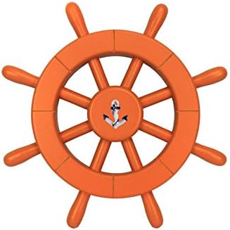 Rustic White Decorative Ship Wheel with Anchor 18 N3517