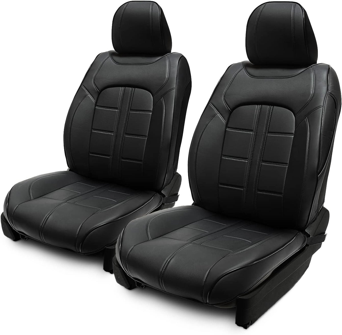 Black Faux Leather 3D Semi-Custom Car Seat Covers I772