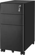 Black Steel 3 Drawer Mobile Filing Cabinet with Lock S19115