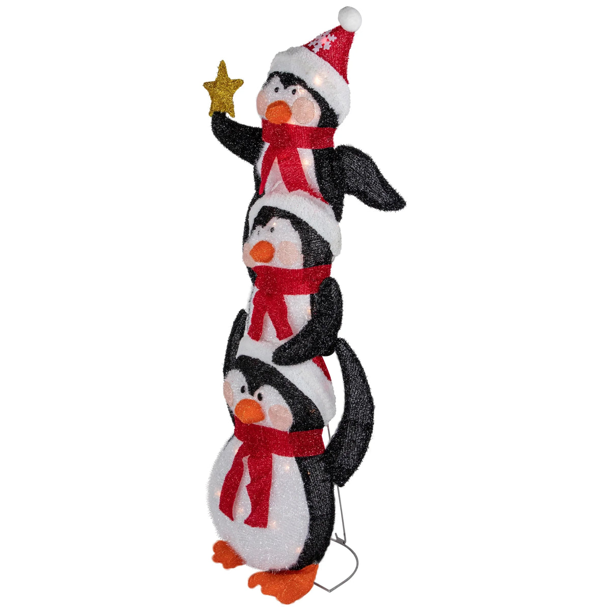 41" Lighted Stacked Penguin Family Outdoor Christmas Decoration E340076