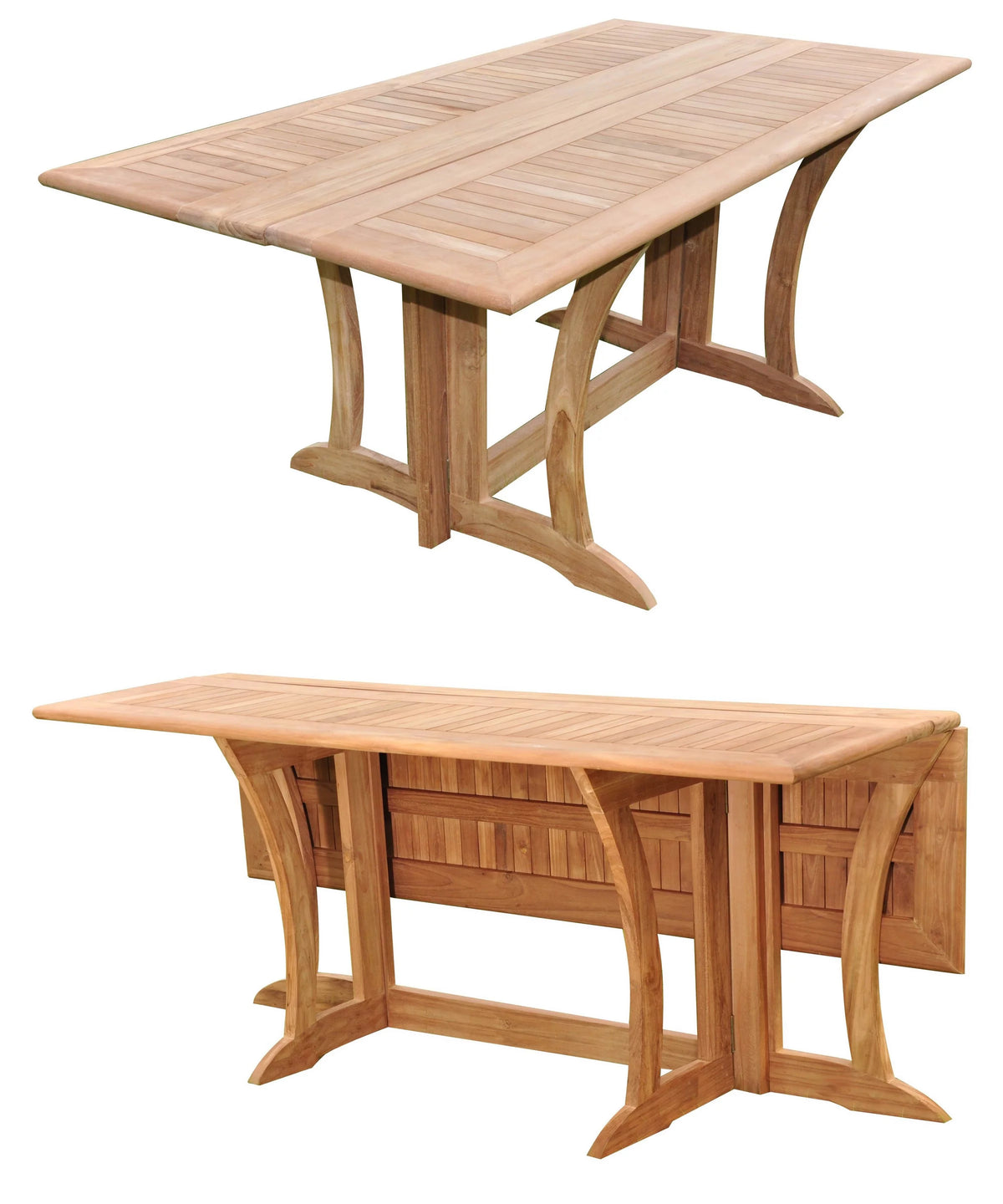 Grade-A Teak 7 Pc 6 Seater Folding Rectangle Table and 6 Stacking Arm Chairs H8037