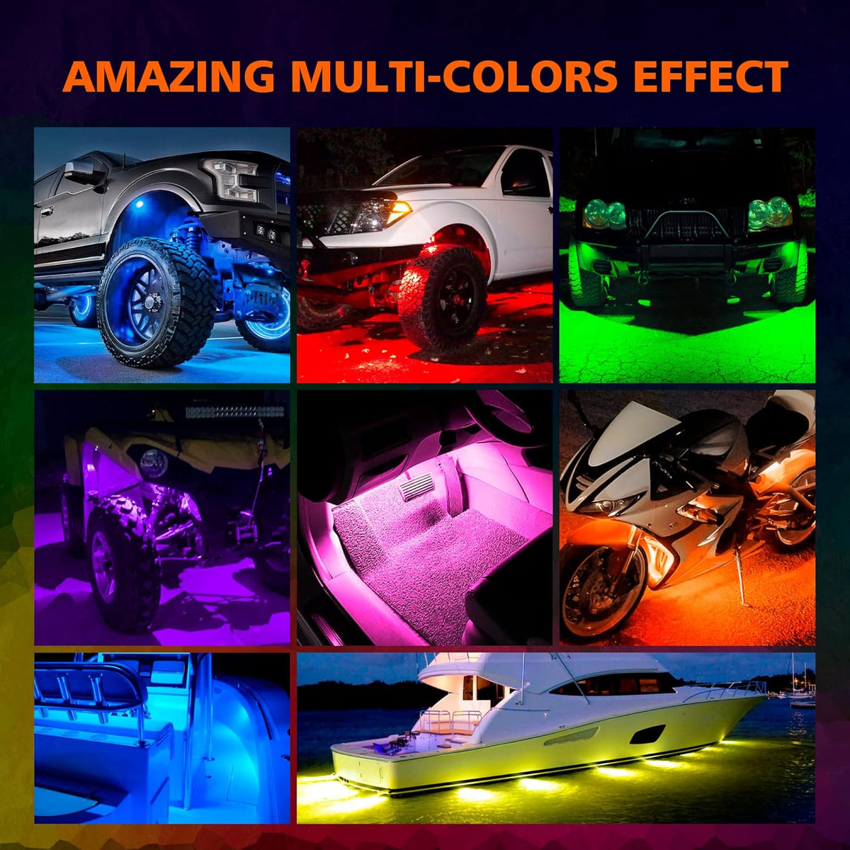 4 Pods Multicolor RGB LED Rock Lights Waterproof K821555